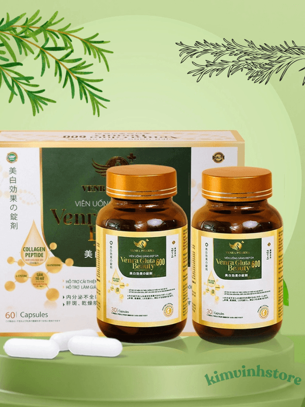 Venra Gluta Beauty 600 – Bộ Đôi Viên Uống Trắng Da & Cân Bằng Nội Tiết Tố